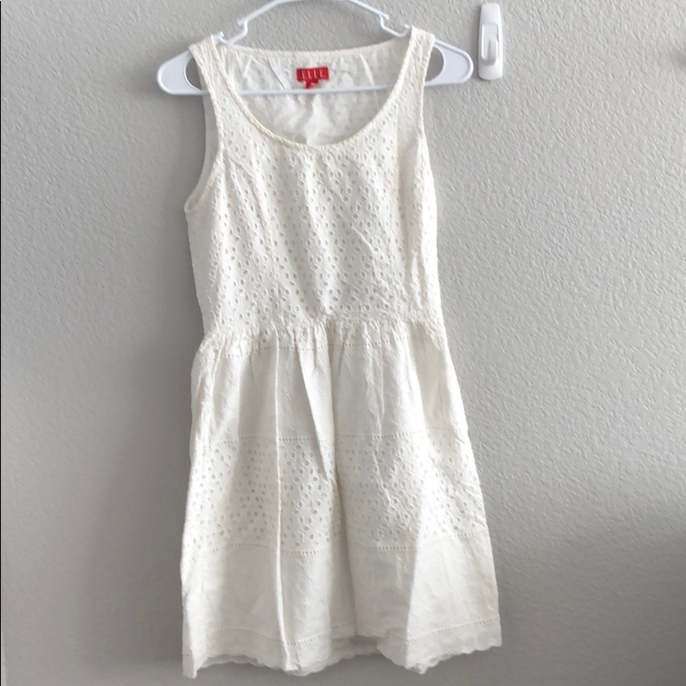 White scoop neck dress